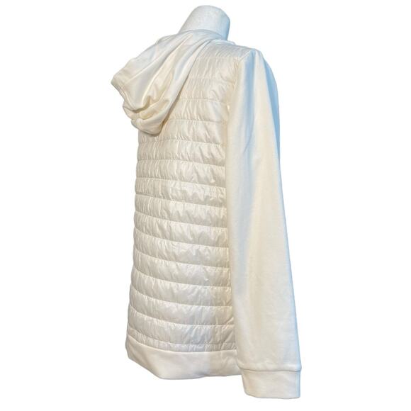 Weekends by‎ Chico's Women's Quilted Puffer Jacket Size 1 Cream Hooded Soft Cozy - Picture 6 of 9